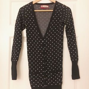 Deep Navy Polka Dot Long Cardigan